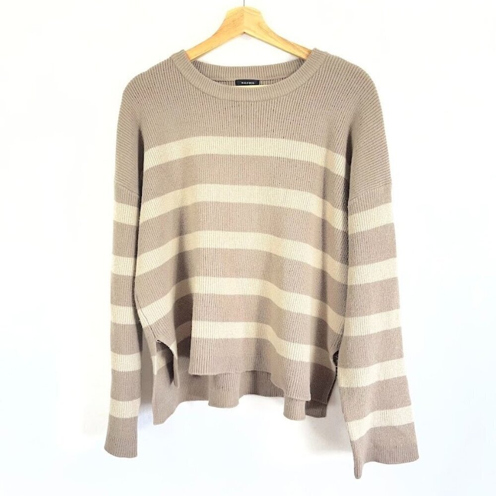 Halogen Striped Pullover Sweater Academia Prep Grandma Core Cozy Boho L